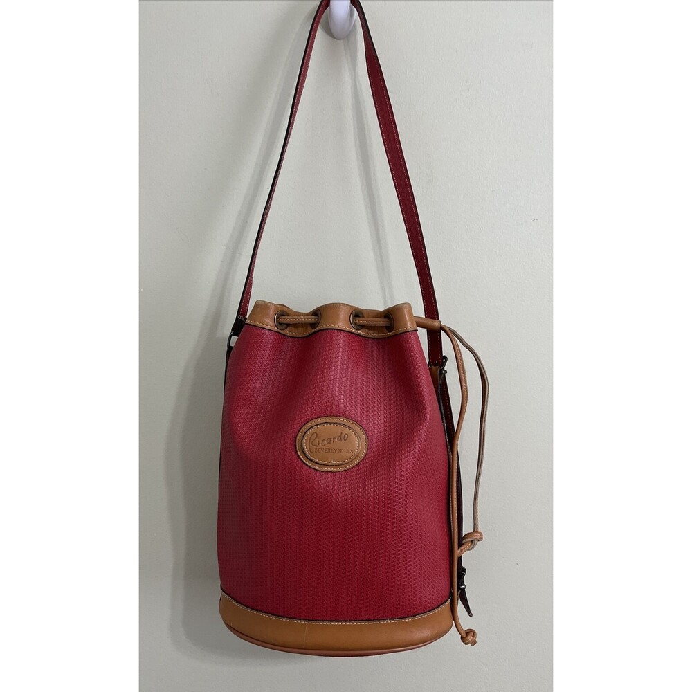 Ricardo Beverly Hills Vinyl Tote Bag Cowhide Trim Large Water Resistant Purse